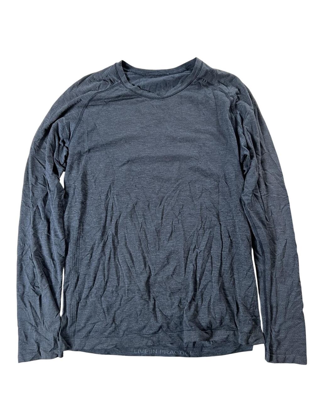 Lululemon Shirt Mens L Gray Long Sleeve Crew Neck Athletic Tagless Breathable